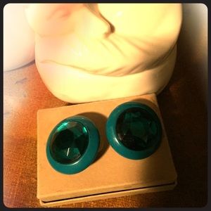 Jewel tone, teal blue, large earrings with posts